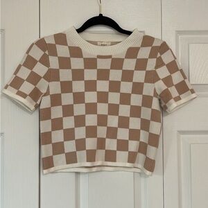 Tan and white checkered top